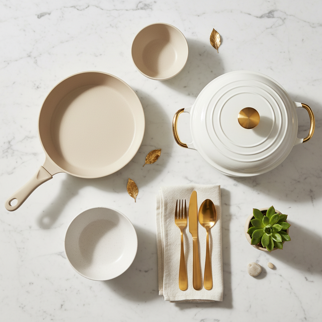 Flat lay maison et cuisine