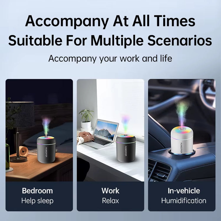180ML USB Mini Air Humidifier and Aroma Diffuser with Essential Oil Purification and Ambient Lighting for Home, Car, and Bedroom